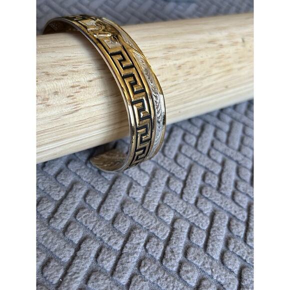 Montana Silversmiths Longhorn Steer Bracelet Cuff Silver & Gold Black Western - Picture 6 of 13